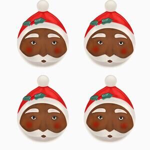 4 National Tree Company HGTV Home Collection African American Santa Plates